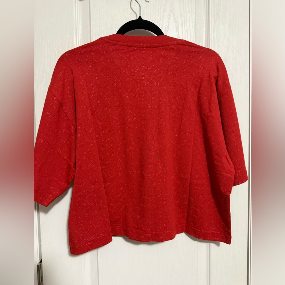 Coach Red Short Sleeve Logo Jacquard Tee - Picture 6 of 10